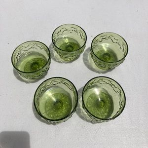 Vintage Avocado Green Sherbet Glass Set